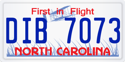 NC license plate DIB7073