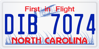 NC license plate DIB7074