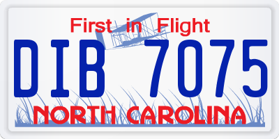 NC license plate DIB7075