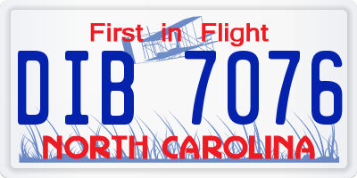 NC license plate DIB7076