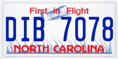 NC license plate DIB7078