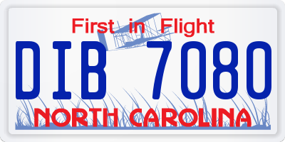 NC license plate DIB7080