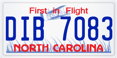 NC license plate DIB7083