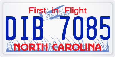 NC license plate DIB7085