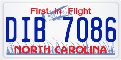 NC license plate DIB7086