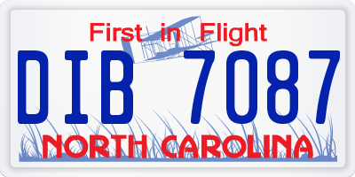 NC license plate DIB7087