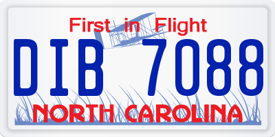 NC license plate DIB7088