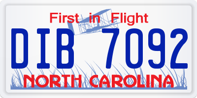 NC license plate DIB7092