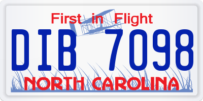 NC license plate DIB7098