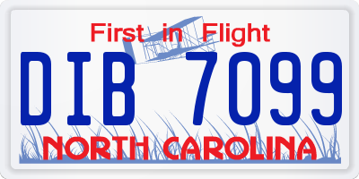 NC license plate DIB7099