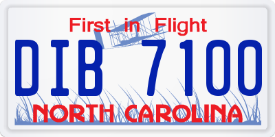 NC license plate DIB7100