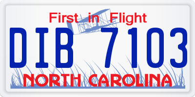 NC license plate DIB7103