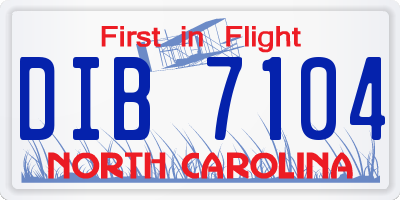 NC license plate DIB7104