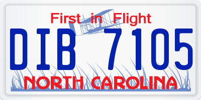 NC license plate DIB7105