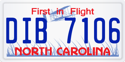 NC license plate DIB7106