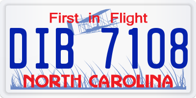 NC license plate DIB7108