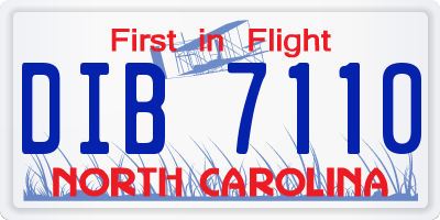 NC license plate DIB7110