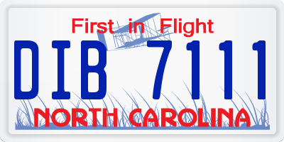 NC license plate DIB7111