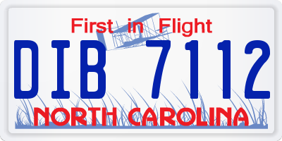 NC license plate DIB7112