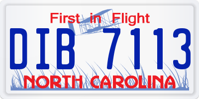 NC license plate DIB7113
