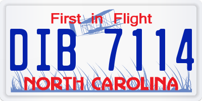 NC license plate DIB7114