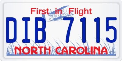 NC license plate DIB7115