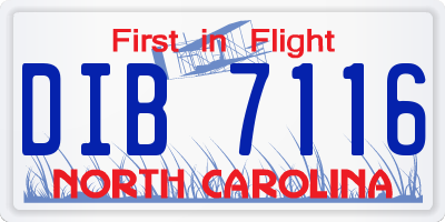 NC license plate DIB7116