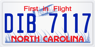 NC license plate DIB7117