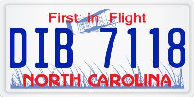 NC license plate DIB7118