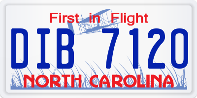 NC license plate DIB7120