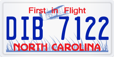 NC license plate DIB7122