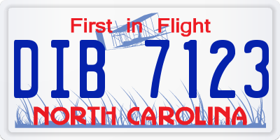 NC license plate DIB7123