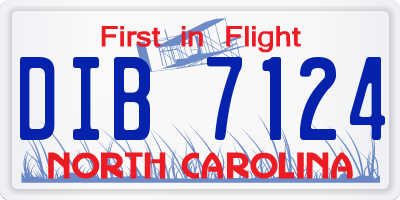 NC license plate DIB7124