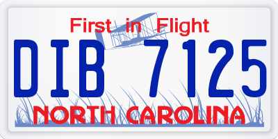 NC license plate DIB7125
