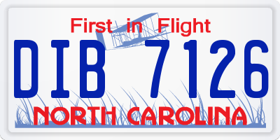 NC license plate DIB7126