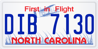 NC license plate DIB7130