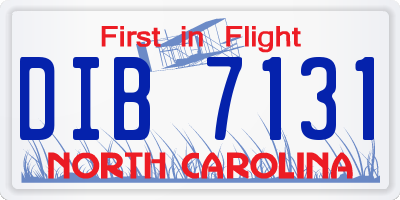 NC license plate DIB7131