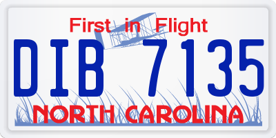 NC license plate DIB7135