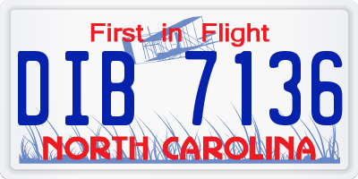NC license plate DIB7136