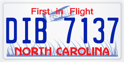 NC license plate DIB7137