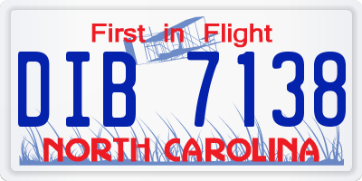 NC license plate DIB7138