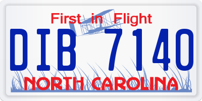NC license plate DIB7140