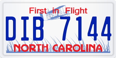 NC license plate DIB7144