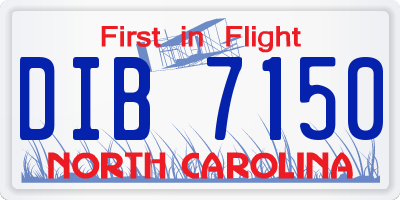 NC license plate DIB7150