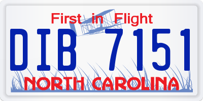 NC license plate DIB7151