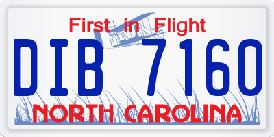 NC license plate DIB7160