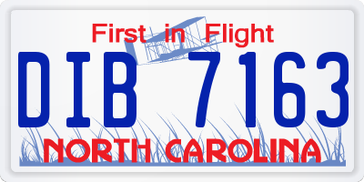 NC license plate DIB7163