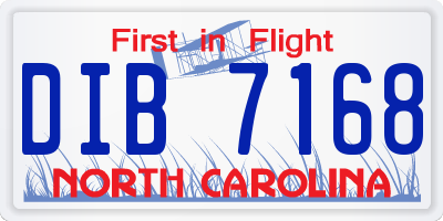 NC license plate DIB7168