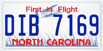 NC license plate DIB7169