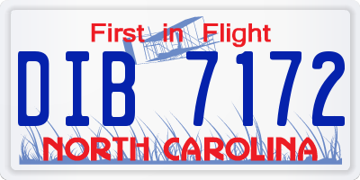 NC license plate DIB7172